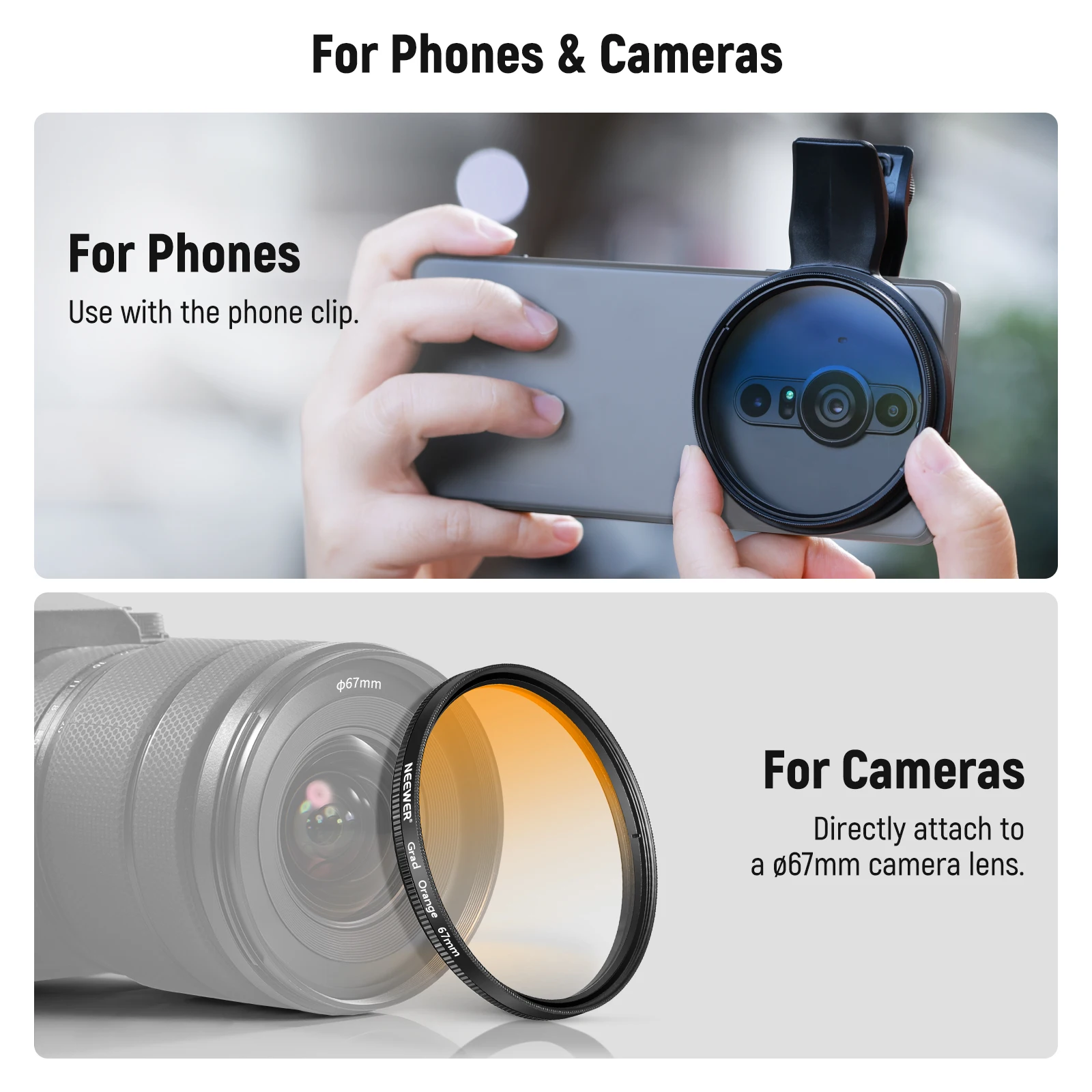 NEEWER 67 mm 7-teiliges ND-Filter-Set für Android Samsung Google Pixel Huawei Xiaomi Clip On CPL+ ND32 + Starlight + GND-Kameraobjektiv – Detail 6