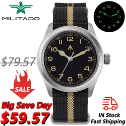 Militado ML08 38mm Kuvars İzle VH31 Hareketi Çift Kubbeli Safir Kristal Kol Saati Süper C3 Yeşil Aydınlık Vintage Saatler