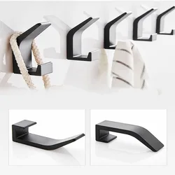 Bathroom Wall Hook Aluminum Alloy Robe Hook Towel Self Adhesive Rustproof Hooks Hanger for Bathroom Kitchen Hardware
