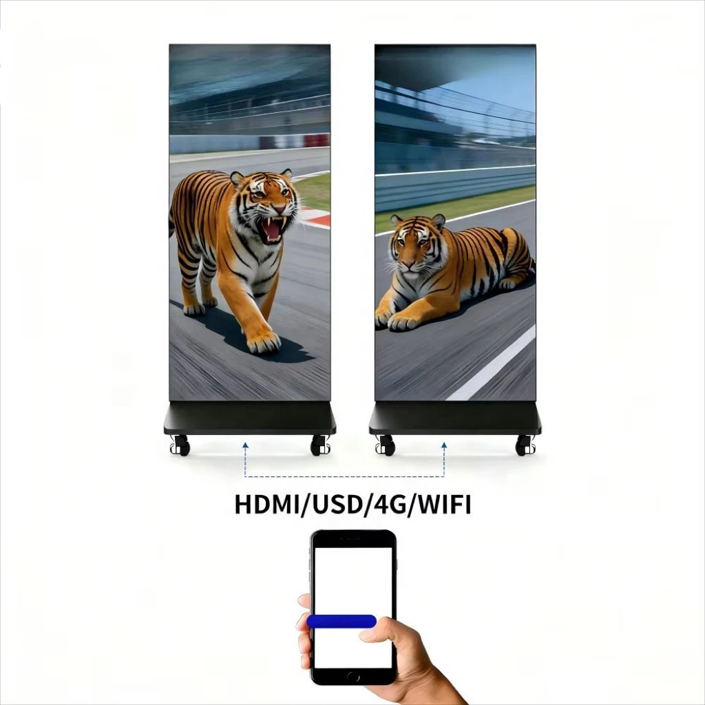 Energy Saving Ultrathin P1.86 GOB Foldable LED Standee Plug & Play Wireless Remote Sports Event Retail Dynamic Digital Signage