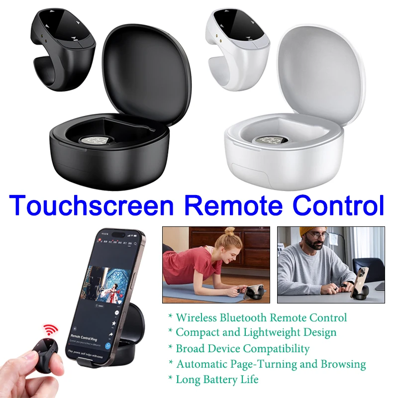 Portable Touch-Enabled Ring Remote Wireless BT Remote Control Roller Fingertip Ring Video Automatic Page Turner Browsing Ring