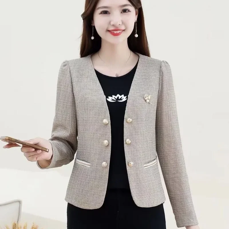 Autumn Winter Plaid Short Suit Woolen Short Style Jacket with Versatile Temperament Slimness