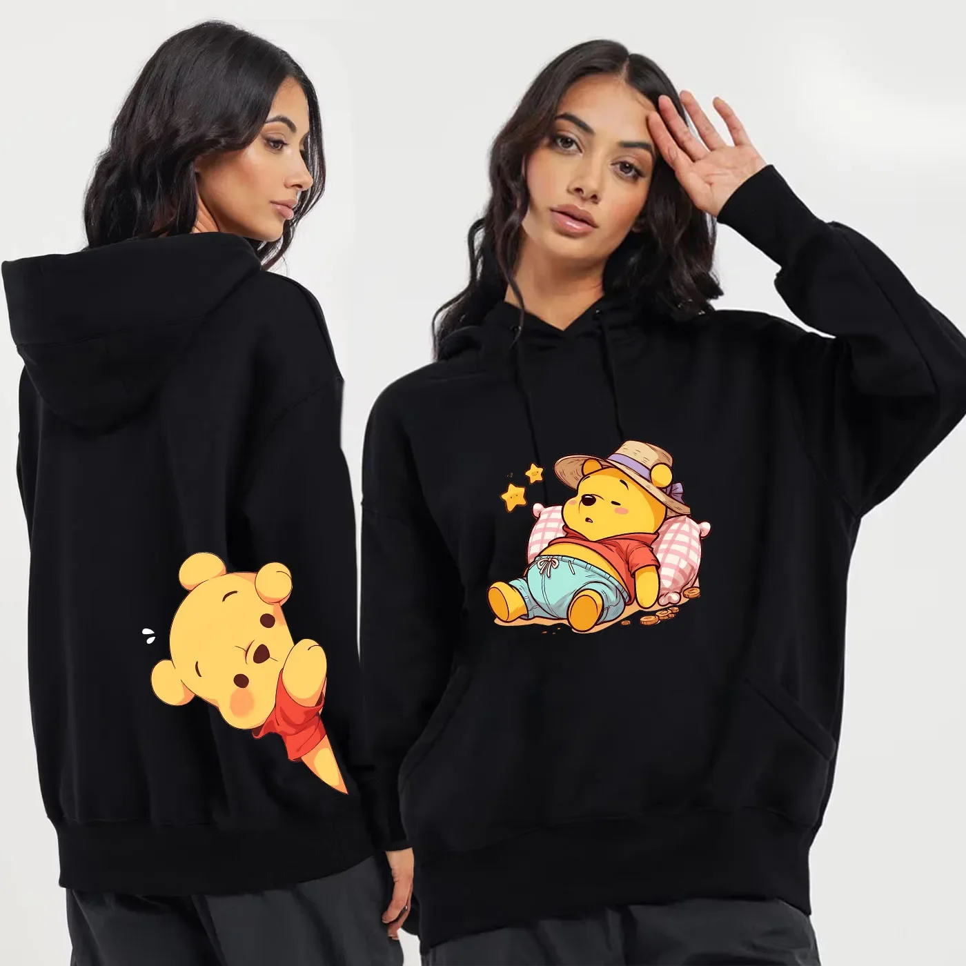 Sweat à capuche de dessin animé pour femme, Winnie l'ourson, PVD, vêtements décontractés, grande taille, Y2K