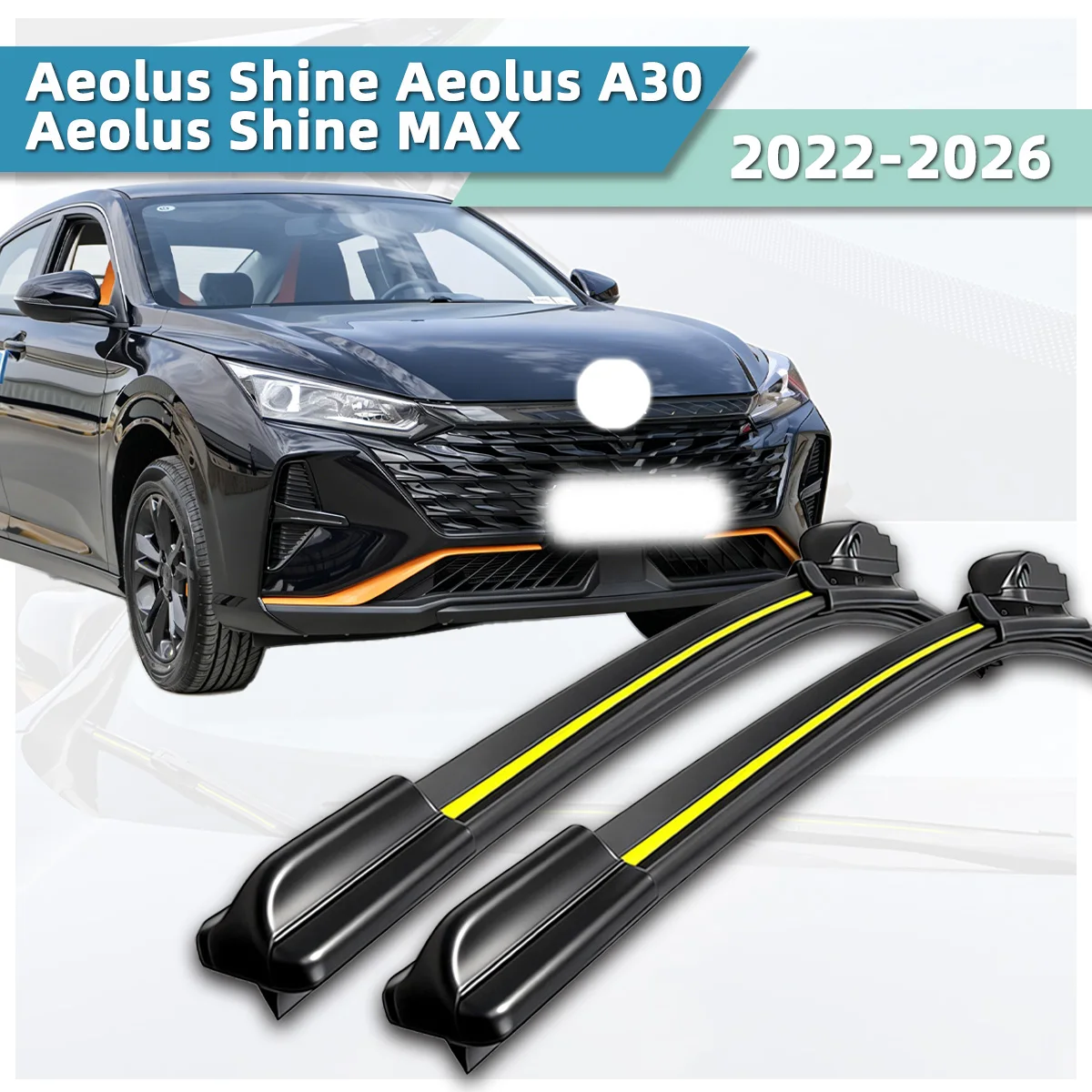 Passend für Dongfeng Aeolus Shine Aeolus A30/Aeolus Shine MAX (2022-2026) Scheibenwischer aus Naturkautschuk, geräuscharmer, knochenloser Frontscheibenwischer für Autos.