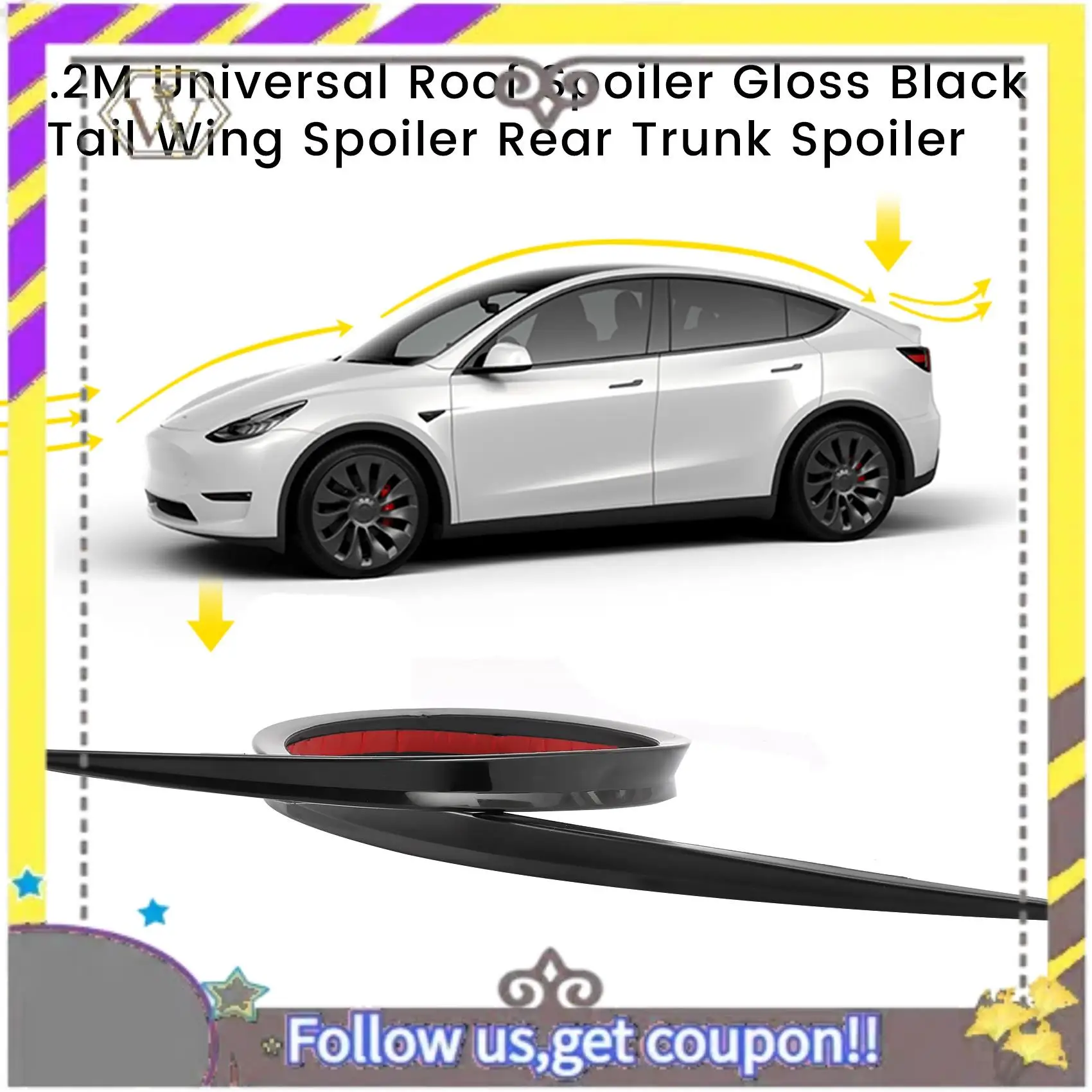 

ABXV-Universal Roof Spoiler Tail Wing Spoiler Rear Trunk Spoiler For Tesla Toyota Honda Mazda BMW Benz