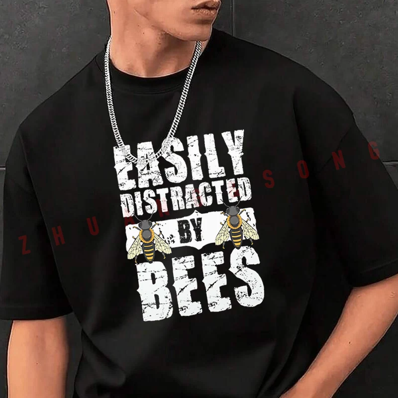 

Easily Bees Distraction Men's Fashion T-shirt Casual Trendy Tshirts For Summer Comfortable Short Sleeve Tops