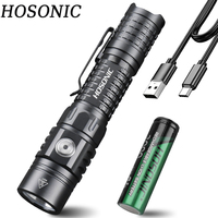 HOSONIC EC16 EDC Flashlight 1750LM Ultra Bright Tactical Flashlight USB C Rechargeable Torch with Dual Switch Power Indicator
