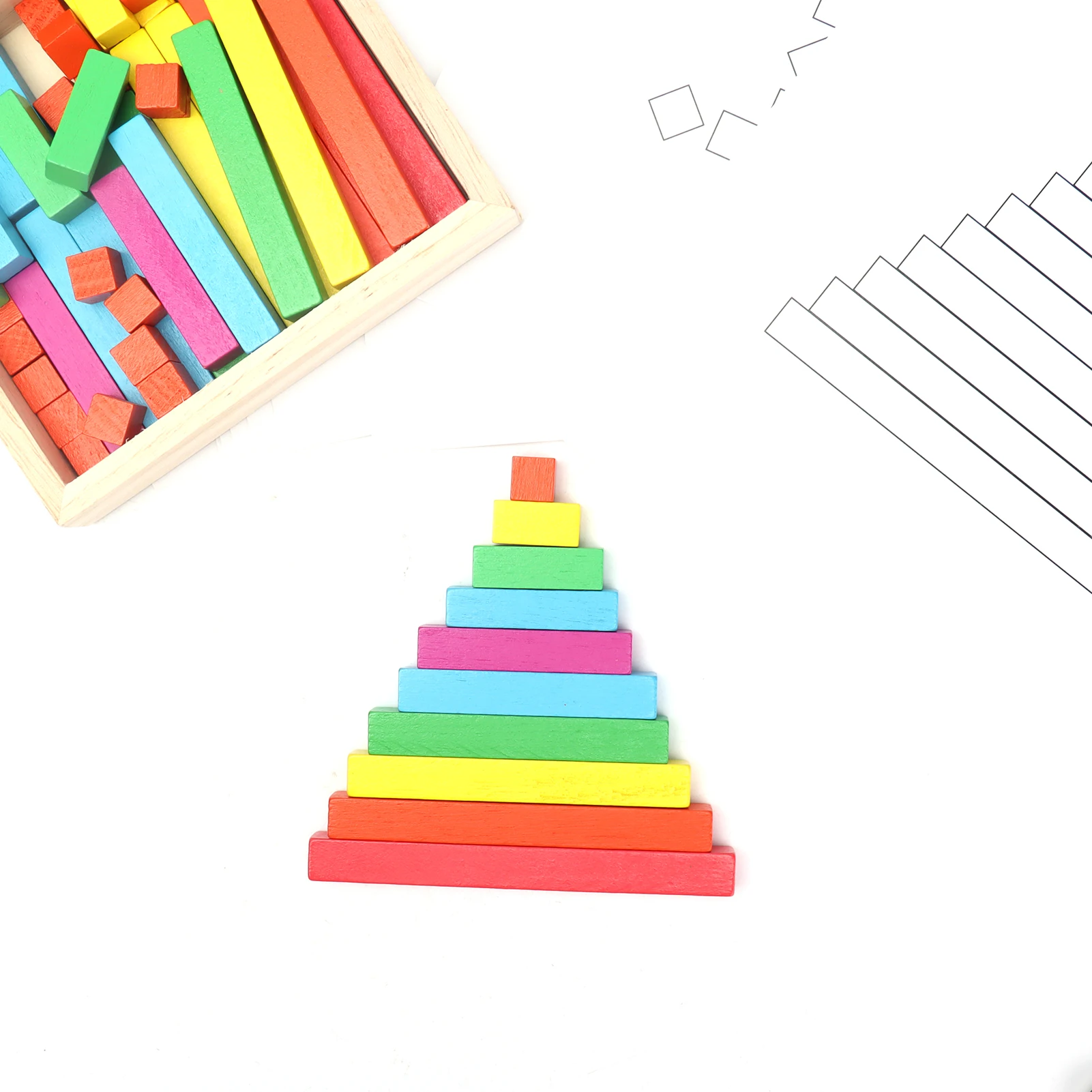 Bâtons de Comptage en Bois Colorés, Kit Individuel pour Enfants, Zones de Comptage, Fournitures Scolaires