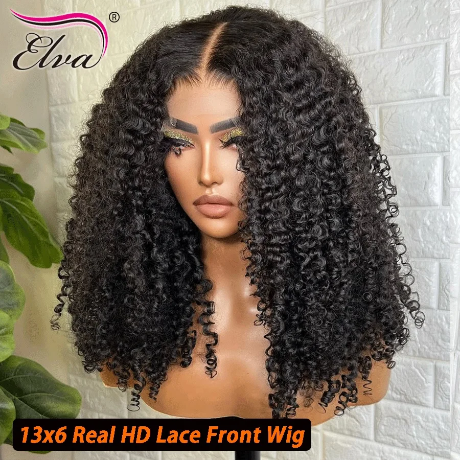 النخبة 4A كينكس مجعد 13x6 الدانتيل الشفاف الجبهة خصلات الشعر المستعار الإنسان للنساء عذراء البورمية غريب مجعد شعر مستعار أمامي قبل قطعها #1