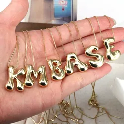 New Creative A-Z Balloon Bubble Letter pendant Necklace for Women Gold Plated Chunky Initial Necklaces Jewelry Birthday Gift