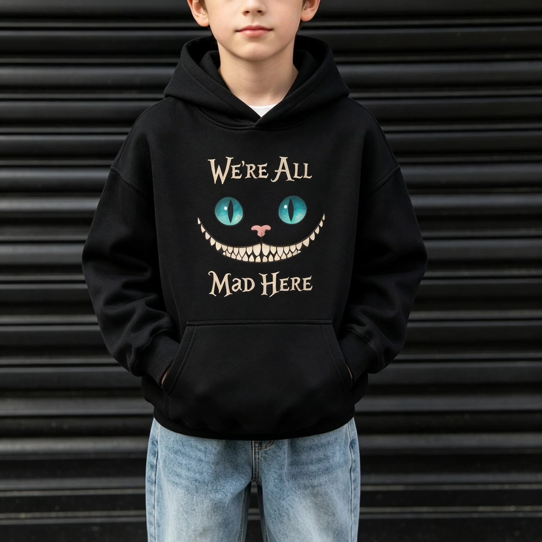 Alice im Wunderland Cheshire-Katze Herbst Winter Verrückter Herren-Hoodie Damen-Sweatshirt Pullover Top Kinder Baumwolle Kinder-Baumwoll-Hoodie – Detail 5