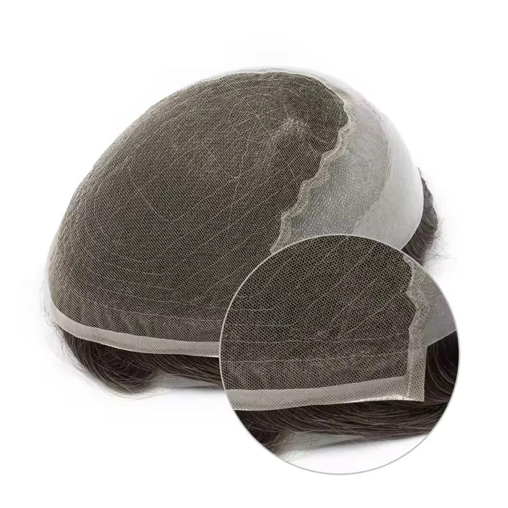 Lace Base Toupee for Men Swiss Lace Front With Pu Natural Hairline Male Wig Human Hair Prosthesis Replacement System Unit