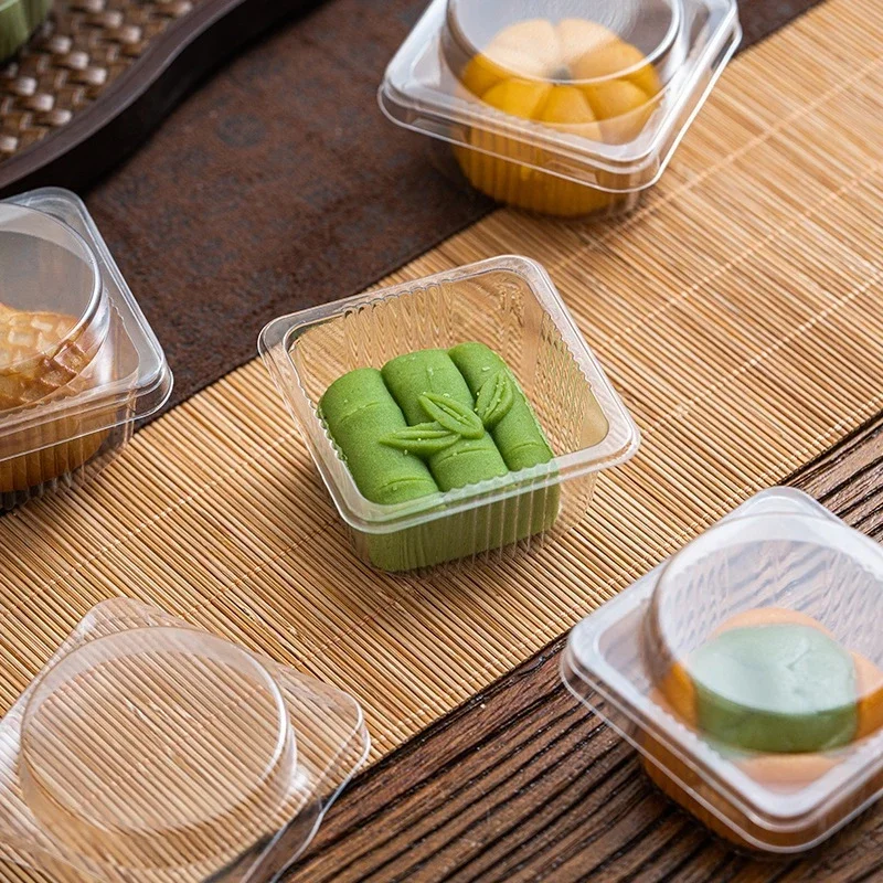 10Pcs Disposable Mooncake Tray | Snow Mochi Box | Egg Yolk Puff Clear Baking Container - Food-Grade - Detail 1