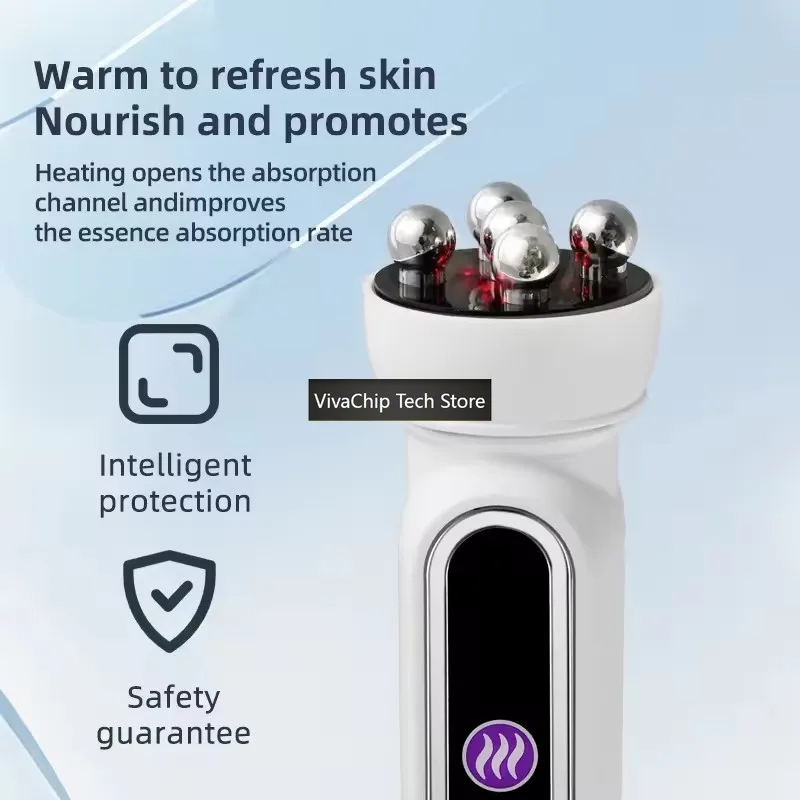 VivaCT3in1 RF Heating EMS Facial 360° Roller Massager For FIne Lines Lifting Skin Rejuvenation Skin Firm Microcurrent Beauty Mac