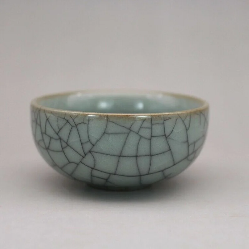 Chinese cracked porcelain song Guan Kiln celadon glaze cup 2.55 inches tea set