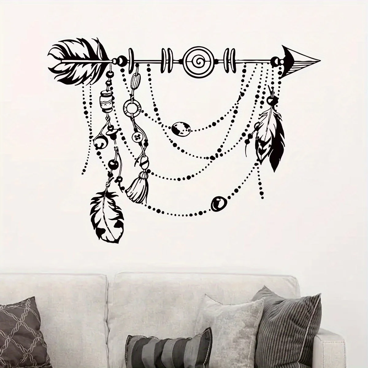 Black Arrow Feather Hominid Jungle Wall Stickers Wall Stickers Removable for Bedroom Living Room Foyer Decoration Wall Decals