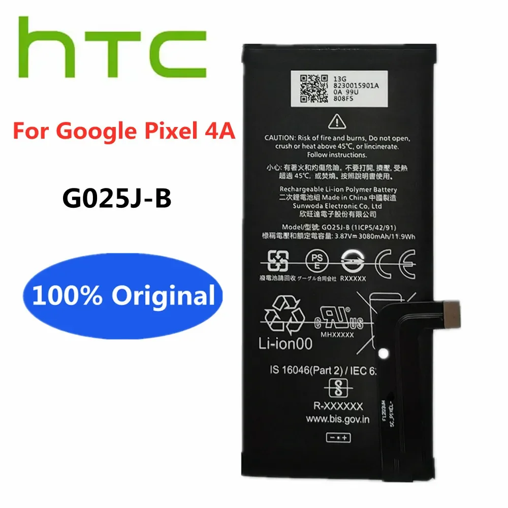 

3080mAh Original Replacement Battery For HTC Google Pixel 4A 4G G025J-B Mobile Phone Genuine Backup Battery Batteria