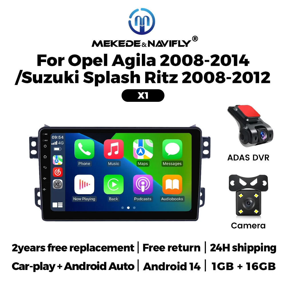 Voor OPEL Agila SUZUKI Splash Ritz 2008-2014 Android 14 Autoradio Multimedia Video Player Autoradio Draadloze Carplay Android auto
