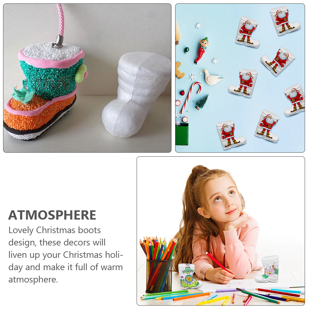 

20pcs Polystyrene Froth Christmas Boots Diy Decorations For Tree Window Crafts Preschool Ornament Photography Props