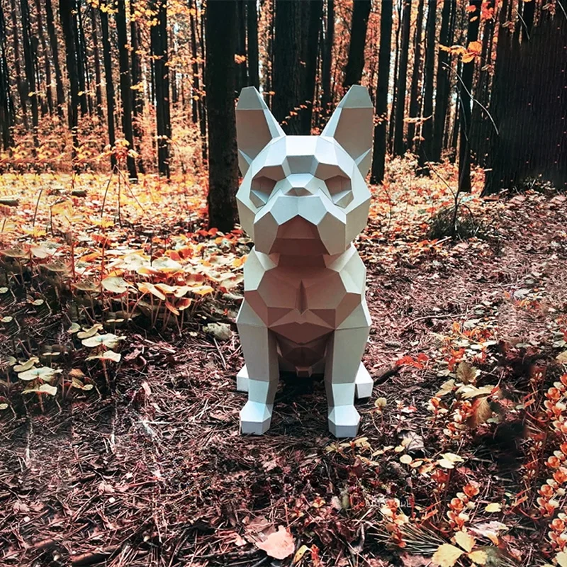 50cm buldogue francês bebê artesanal diy modelo de papel decoração para casa quarto piso ornamento mesa decoração papercraft 3d brinquedos criativos