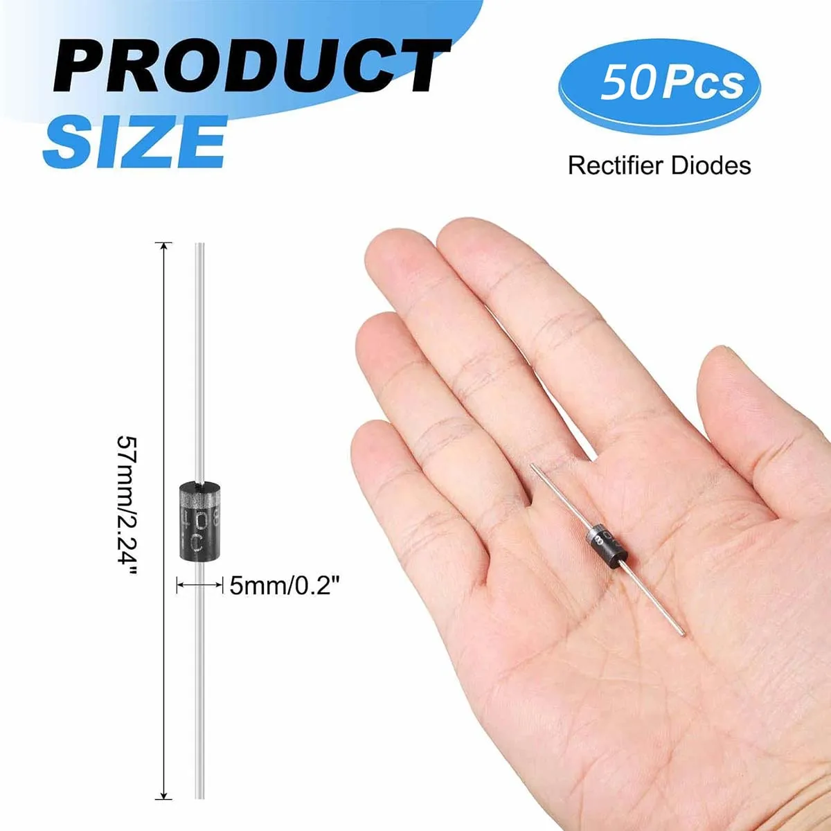 50Pcs 1N5408 Rectifier Diode 3A 1000V DO-27 Through Hole Silicon Power Diode Electronic Repair Diode,Inverter Circuit Component