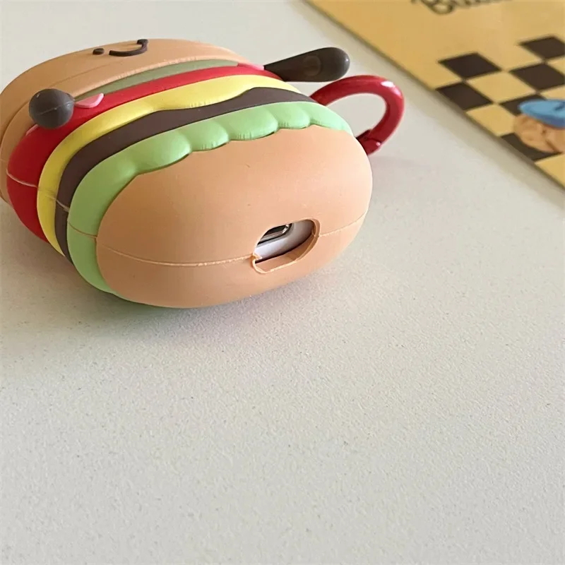 Funda de hamburguesa de dibujos animados para AirPods 4 Airpod 1 2 3 Pro Pro2 auriculares Bluetooth caja de carga funda protectora para auriculares