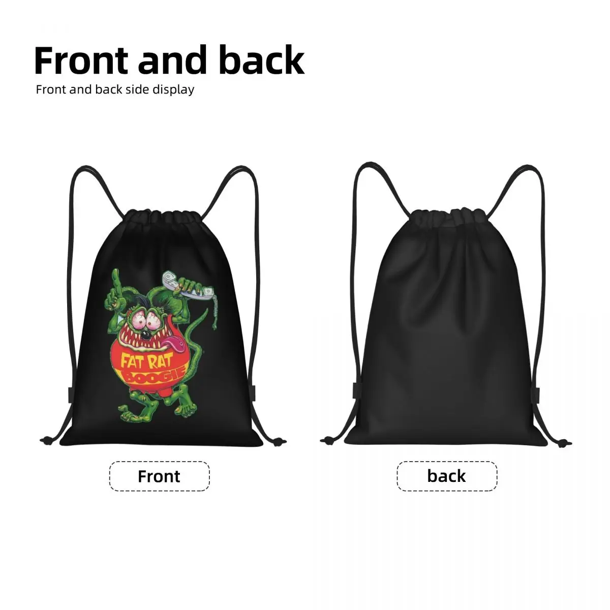 Custom Cartoon Animation Drawstring Bag Women Men Lightweight Rat Fink Sports Gym Storage Backpack