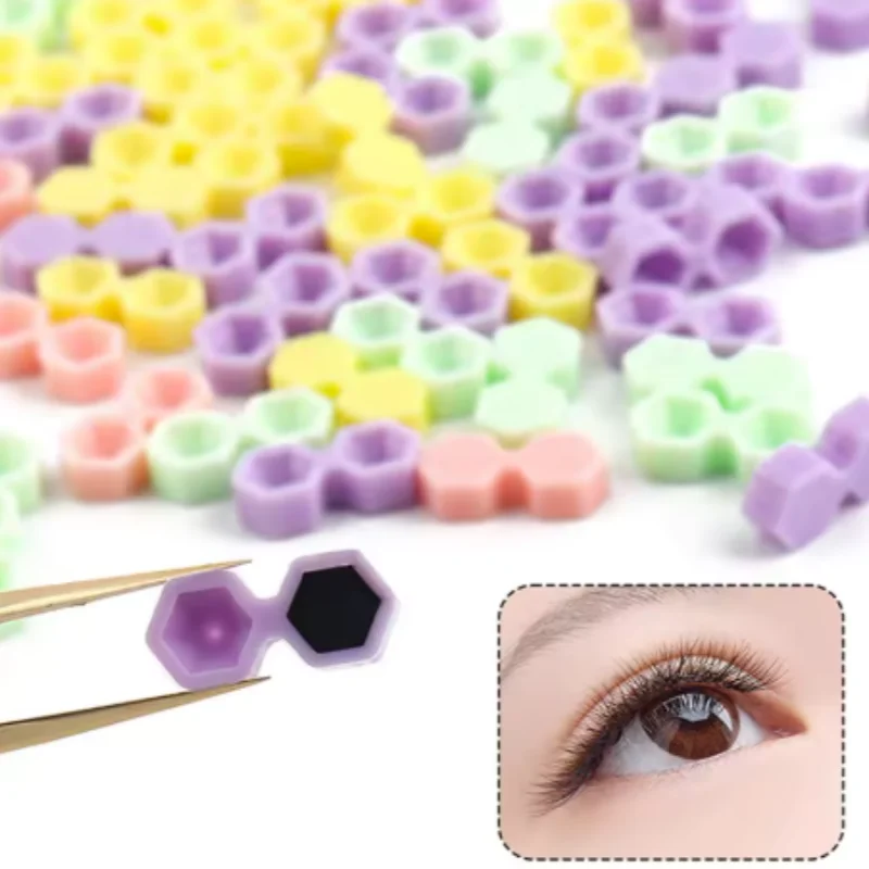 Lash Glue Cups Dual Hole Cone Shape Extended Time Eyelash Extension Supplies Professional Lash Volume Organizer