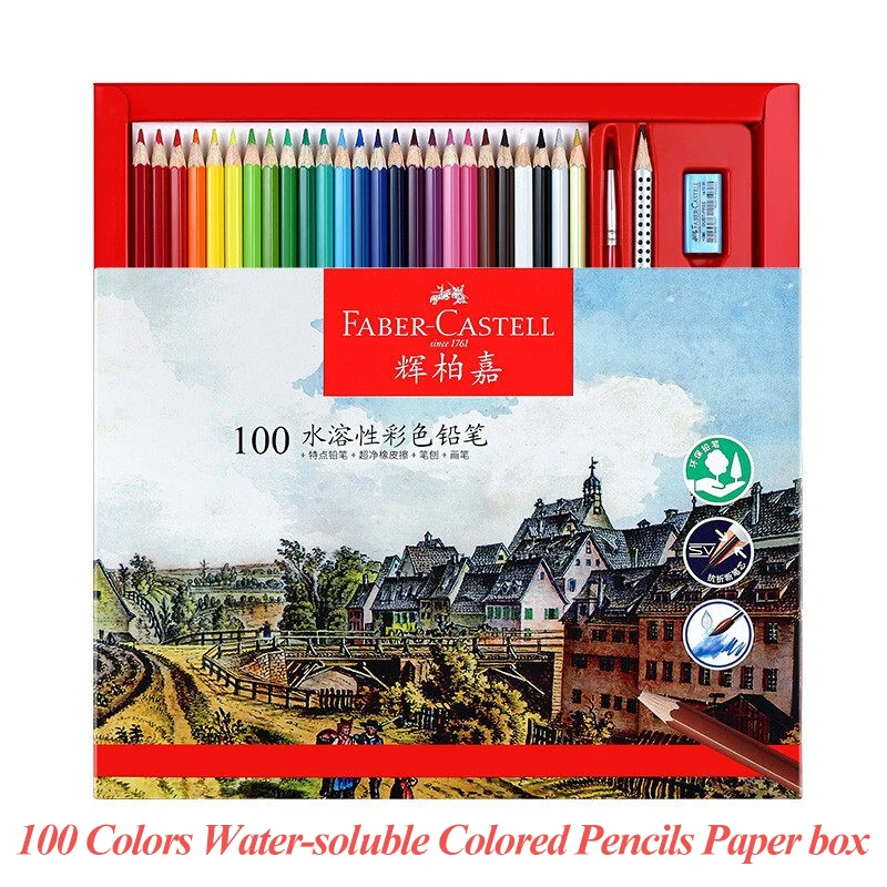 Faber-Castell 100Pcs/Set Water-Soluble Colored Pencils Drawing Set