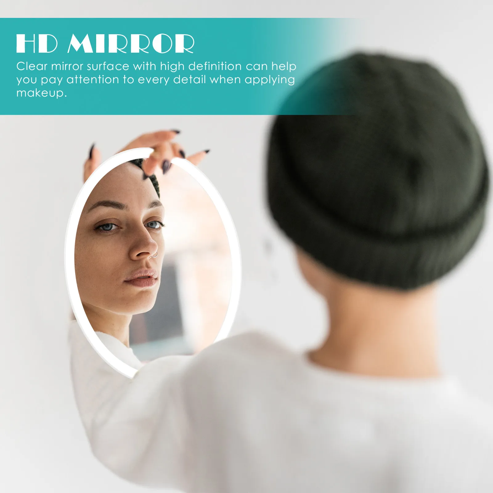 

1Set Makeup Mirror LED Desktop Simple Design Touch Control Clear Mirror for Female Beauty Dressing Table