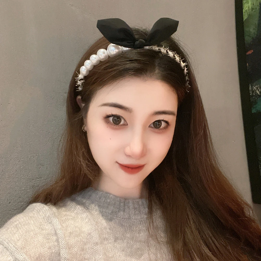 

2Pcs Pearl Headb Women Hair Accessories Sweet Cloth Lightweight Fashionable Rabbit Ear Girls Daily Wear Party Photo Shoot Hair
