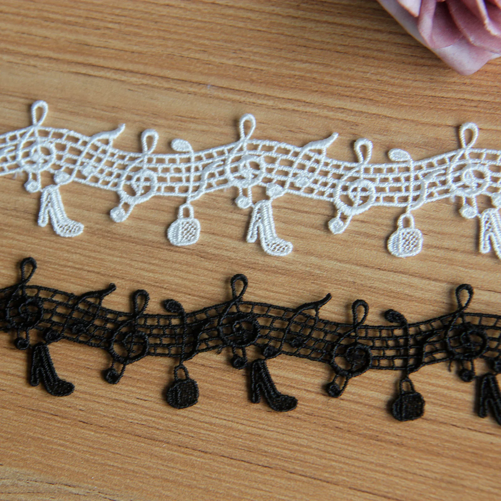 Japanese Style Polyester Embroidery Lace Water-soluble Staff Notation Clothing DIY Accessories 2.5cm