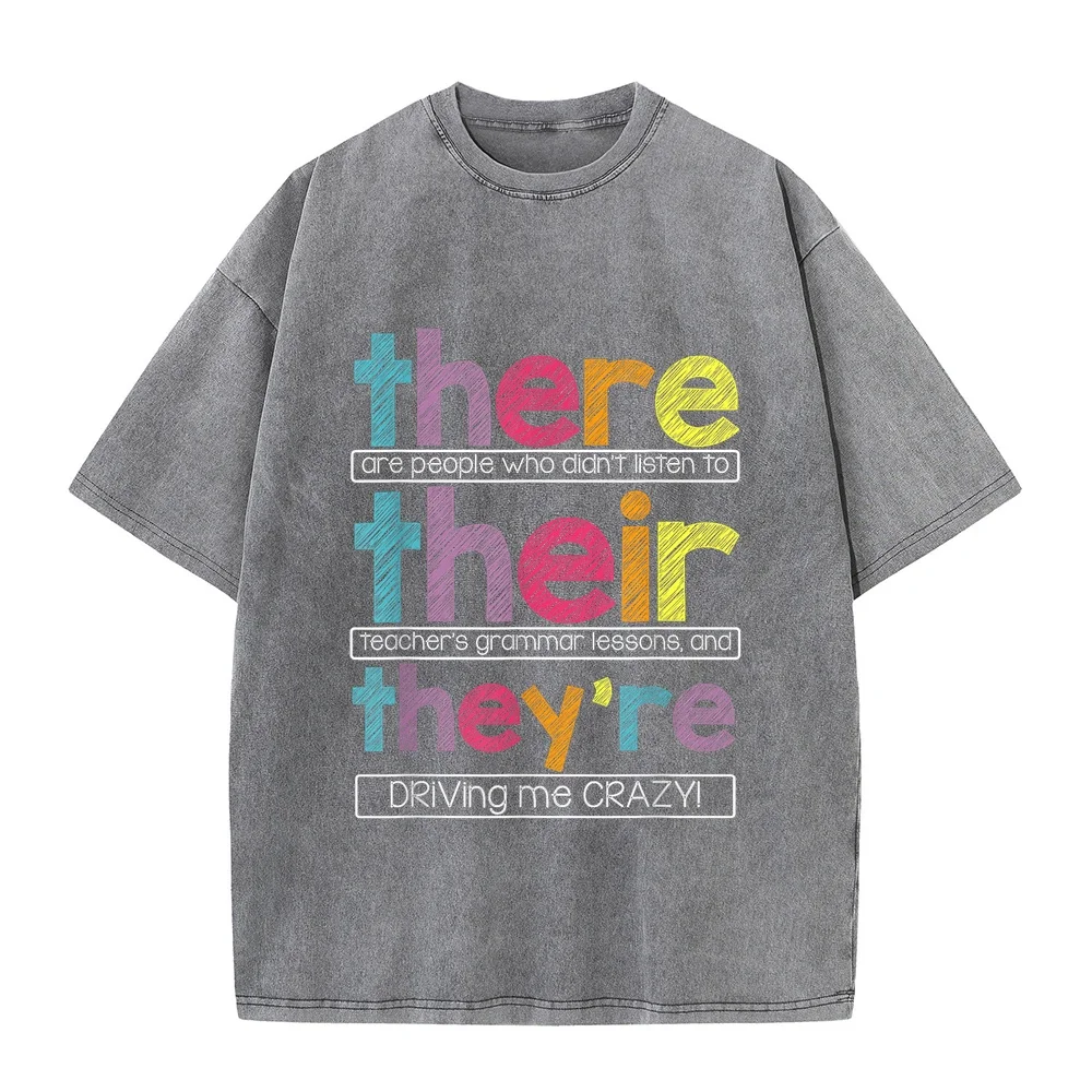 There Their They're English Grammar Teacher Funny Humor T-Shirt Small Character New In Top And T-Shirts Men's Shirts Quote Tee
