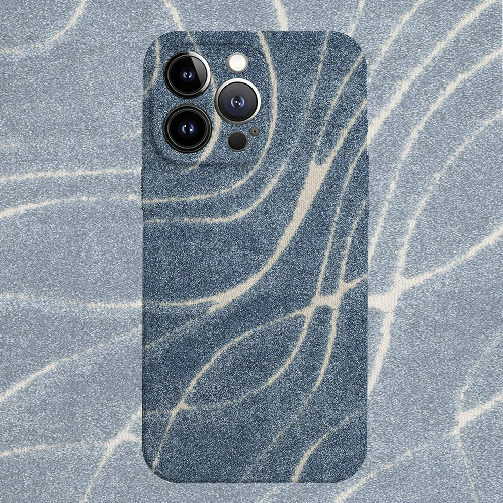 Abstract Blue Shag Rug Phone Case for Samsung Galaxy S20 S21 S22 S23 S24 25 FE Plus Note20 Ultra 4G 5G Glossy Film Hard PC Cover
