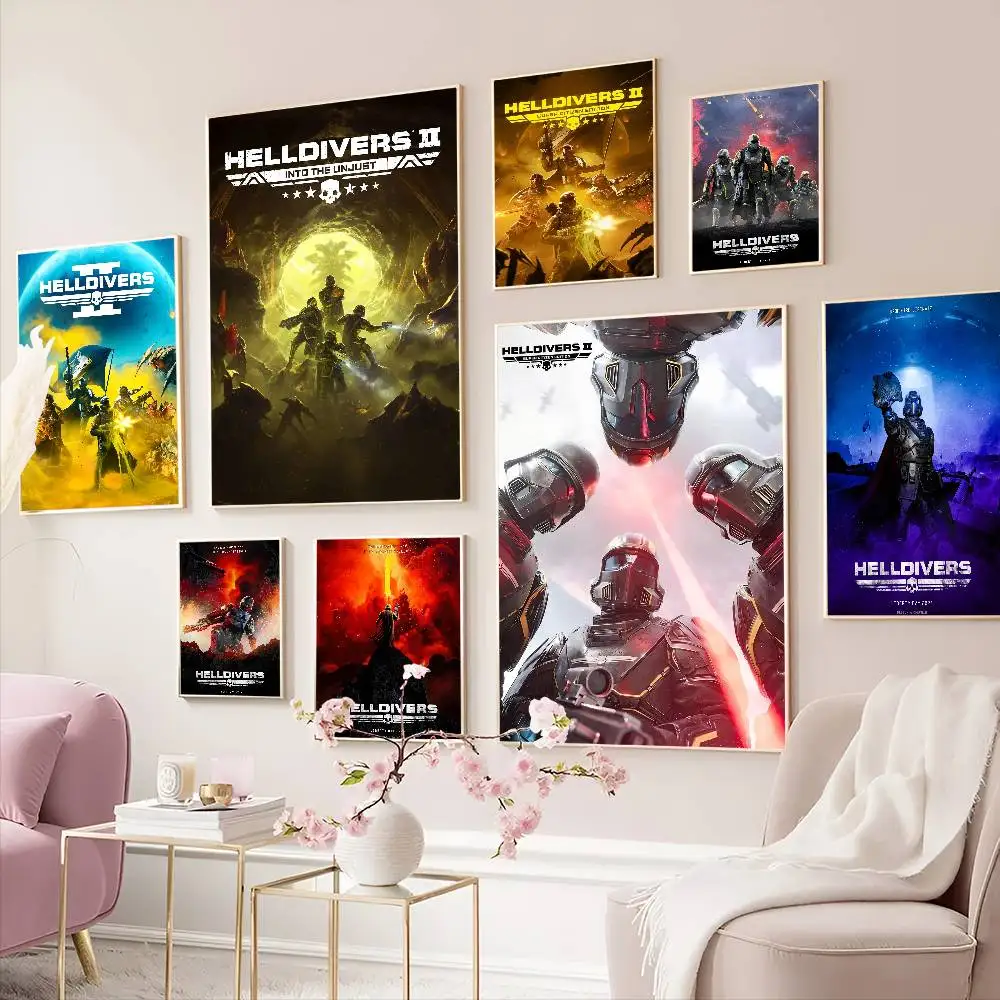 Game Helldiver 2 Anime Posters Sticky Whitepaper Sticker DIY
