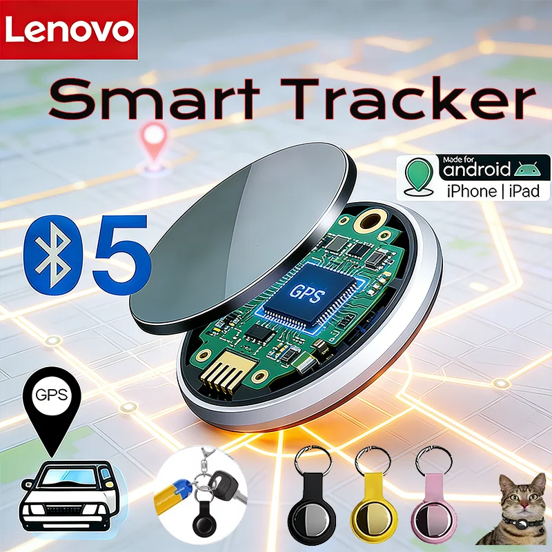 

Lenovo Bluetooth GPS Smart Tracker Anti-Lost Reminder Device Bags Elderly Kid Finder Air Tag Apple Android Tracking Locator