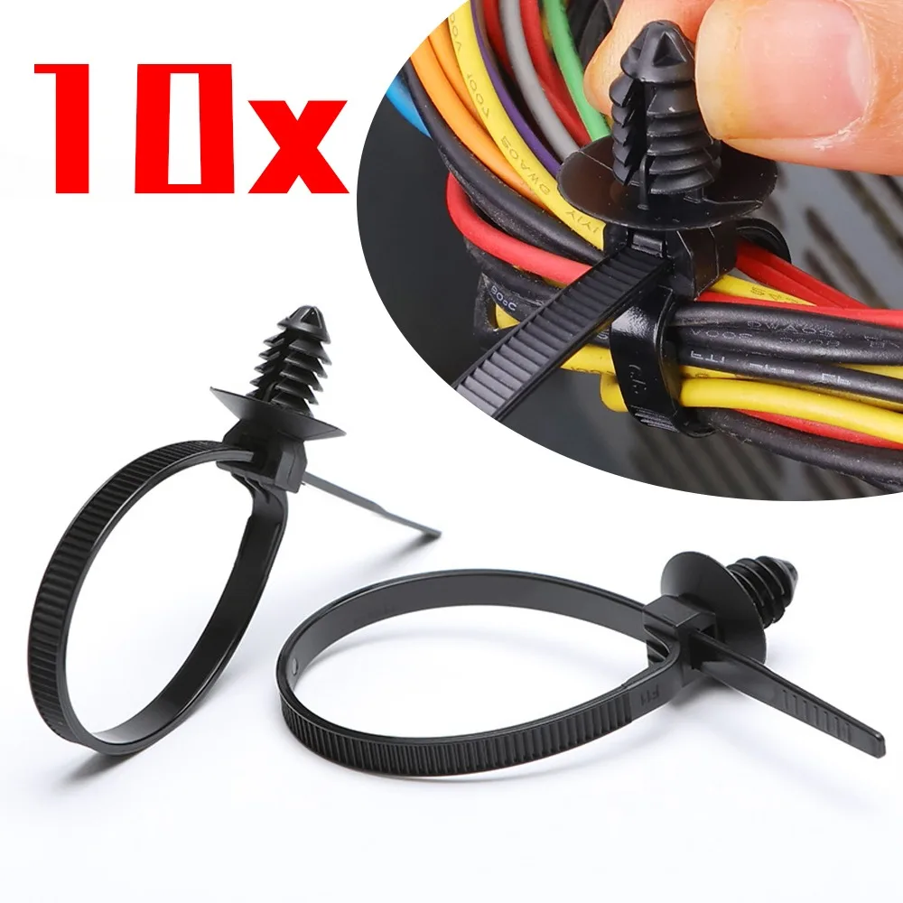 Nylon Cable Tie Threaded Head Self Locking Zip Ties Universal Auto Wire Harness Organizer Wiring Fix Car Repair Emergency Tools