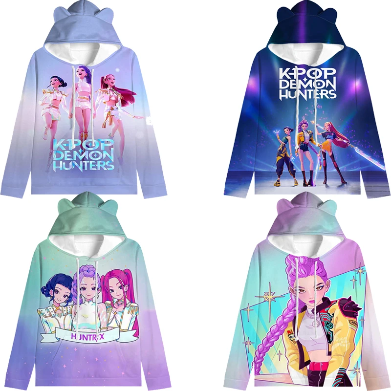 KPop شيطان الصيادين القط الأذن هوديس زوي رومي ميرا الكرتون البلوز الاطفال الملابس هنتركس الأطفال البلوز الفتيات بلايز عادية