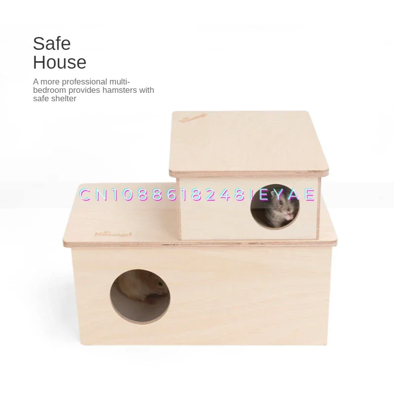 Wooden Hamster Multi-bedroom Chipmunk Pygmy Mouse Small Pet Nest Rat Accessories Small Animal Cage Landscaping Supplies