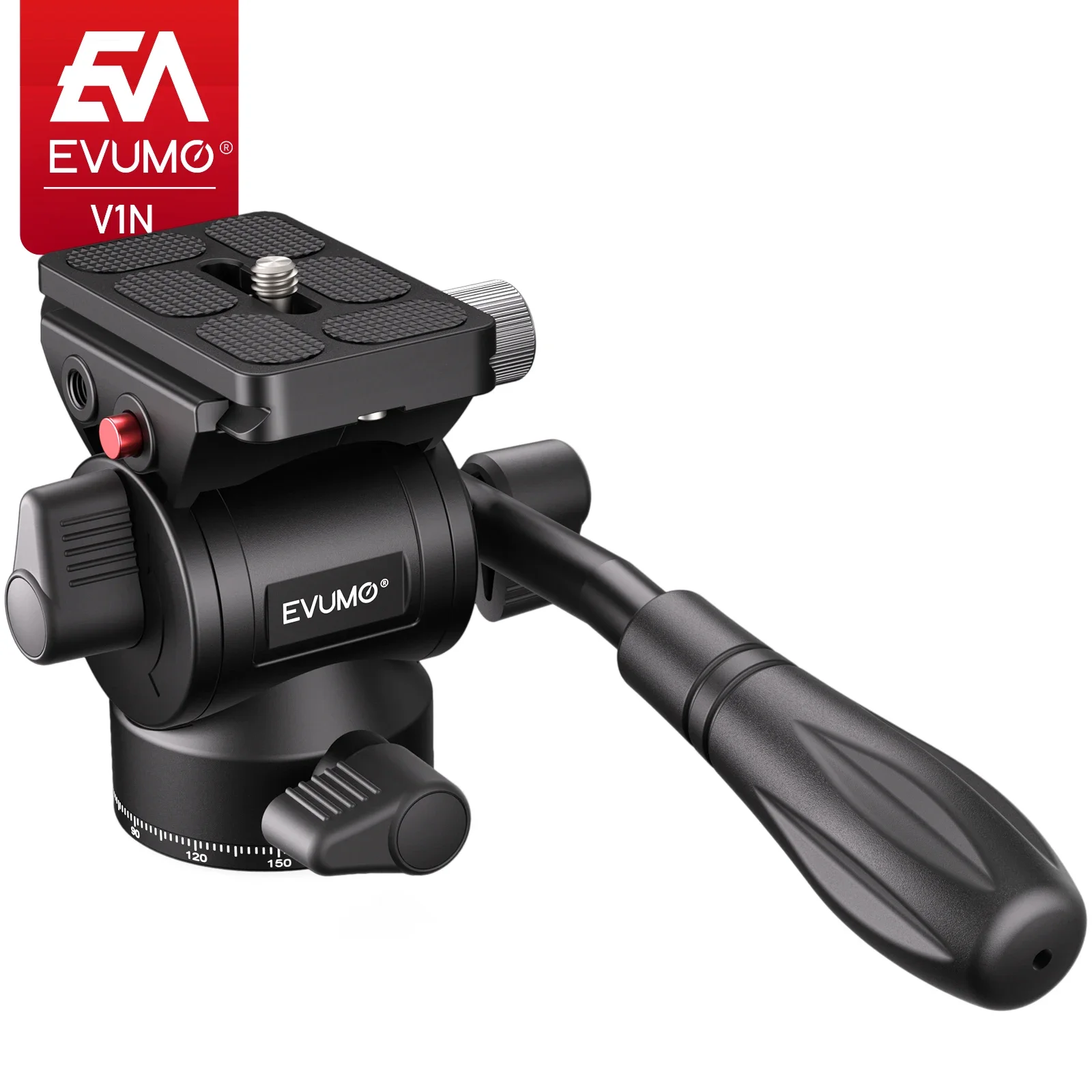 

EVUMO V1N Panoramic Tripod Head Hydraulic Fluid Video Damping Head -70°to +90° Light Ball Head Handle Adjusta for Phone Camera