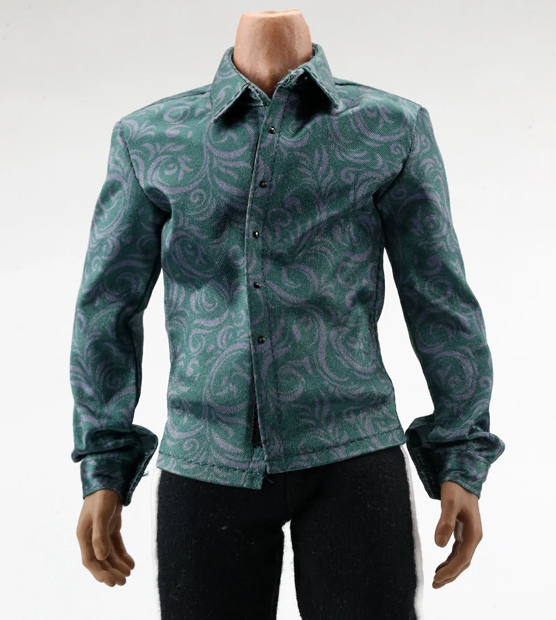 1/6 Scale Male Green Printed Shirt Fashion Undergarments Clothes Model Fit 12'' Soldier Action Figure Body Dolls