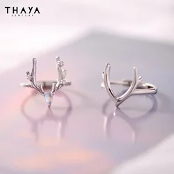 Thaya 2024 New Trendy Rings For Couple S925 Sterling Silver Deer Couple Ring Adjustable Wedding Engagement Rings Fashion Jewelry