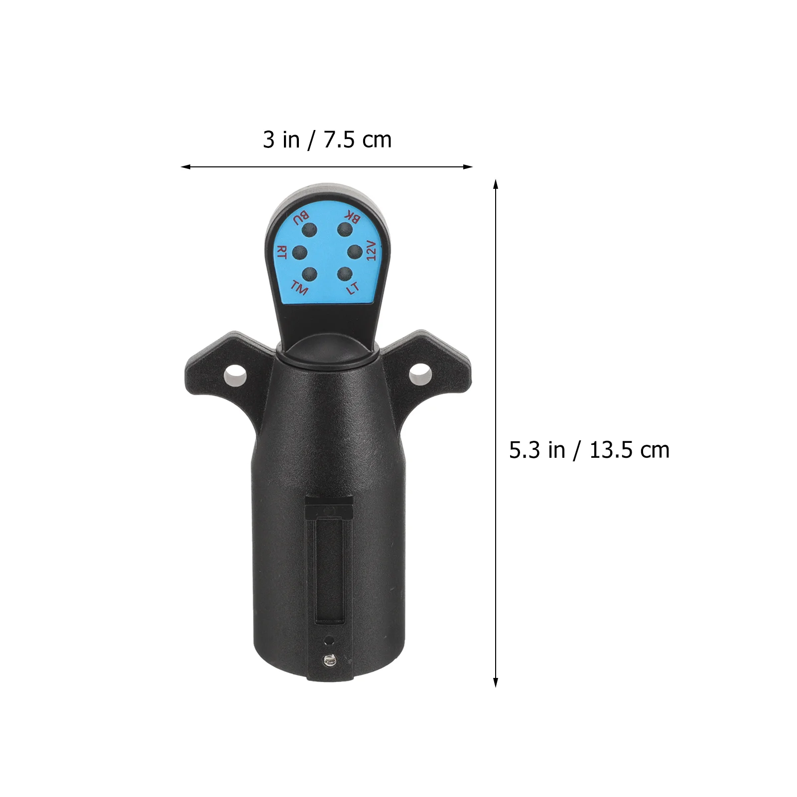 7-Way Trailer Light Wiring Circuit Tester Round Adapter Pin Plug for Car Trailer (Black)