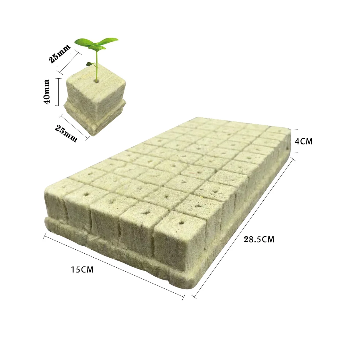 50Pcs Stonewool Hydroponic Grow Media Cubes Plant Cubes Soilless Substrate Seeded Rock Plug Seedling Block