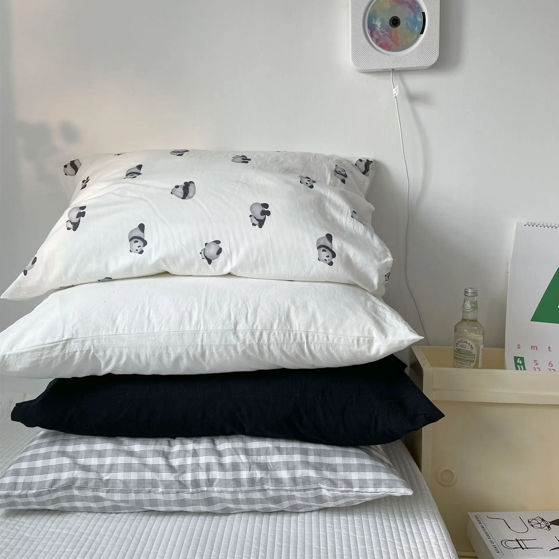 Cartoon Panda Design Cotton Pillowcase Piece 48*74 Stand Size Single Person Bedding Pillow Cover
