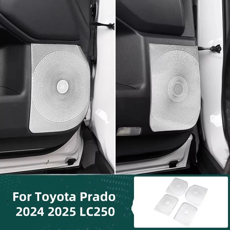 

For Toyota Prado LC250 2024 Car Door Speaker Cover Stainless Steel Anti-Scratch Door Audio Protective Sticker Trim Accessories
