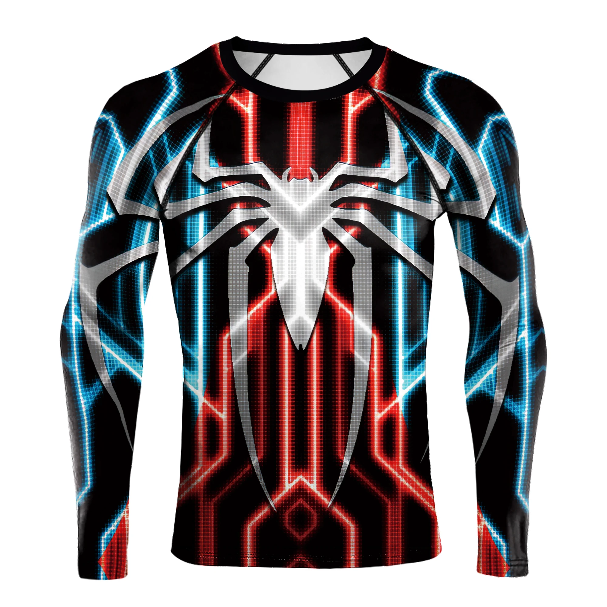 MINISO Cosplay Movie Spider Costumes Men Shirts 3D Print Superhero Long Sleeve Fitness Workout Quick Dry Compression Tees Tops