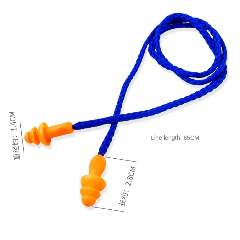 10pcs/lot Silicone Waterproof Reusable Noise Proof Earplug Corded Ear Plugs Protector for Swimming with Anti-lost Rope