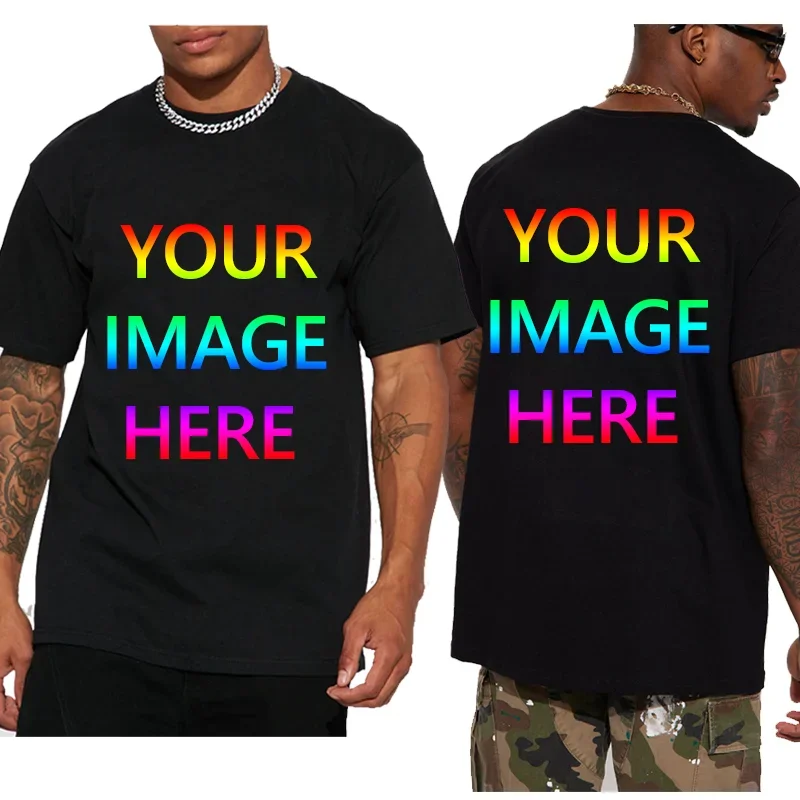 180gsm 100% Cotton T Shirt Men Custom Your Design Text  Tops Tee Men Print Your Own Design Brand Team Customization DropShipping image 2
