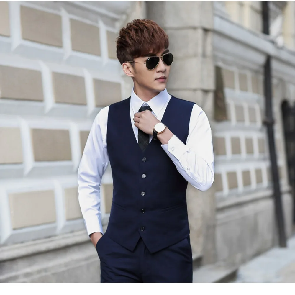 Men\'s Large Size Korean Version Slim-fit Suit Waistcoat Men\'s Wedding Business Vest British Casual Clip Fashion Men